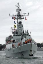 ID 6434 PLAN MIANYANG (2250 tons displacement) - a 05H3 Jiangwei 11 Class guided missile frigate of the People Liberation Army Navy, arriving in Auckland, New Zealand at the start of a five day goodwill...